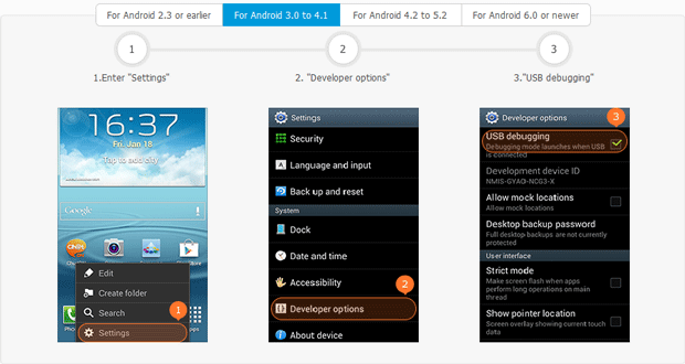 Enable “USB debugging” on Galaxy S3 running Android 4.0 and 4.1